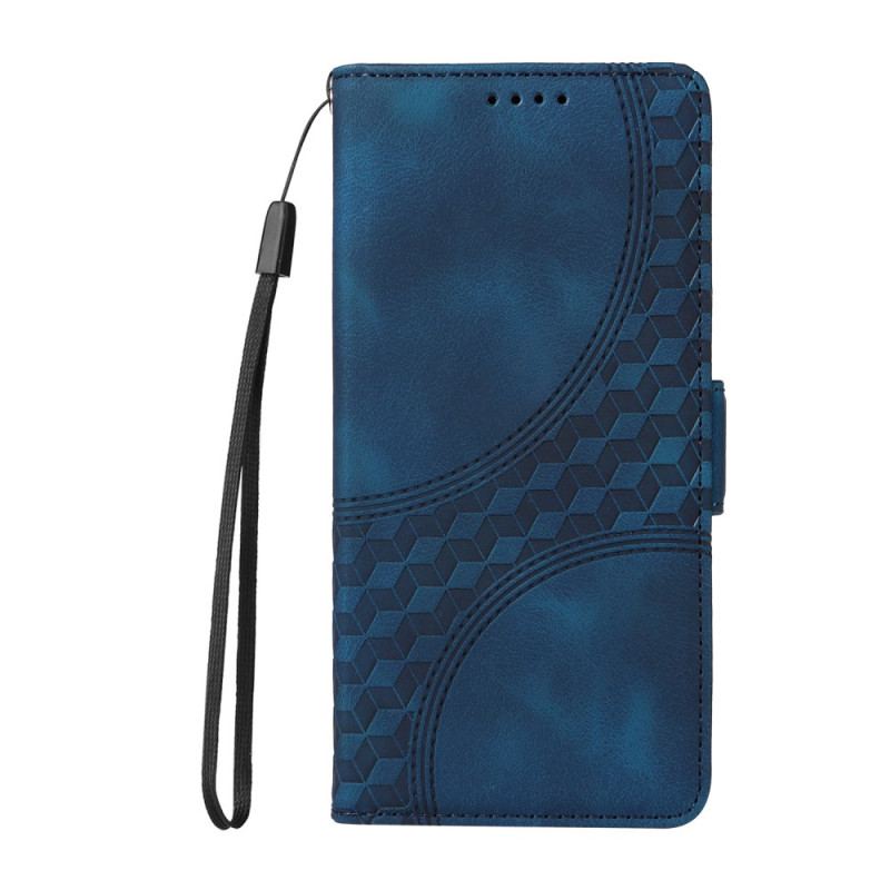 Läderskal Fodral Oppo Reno 12f 5g Strappy Cubes Mönster