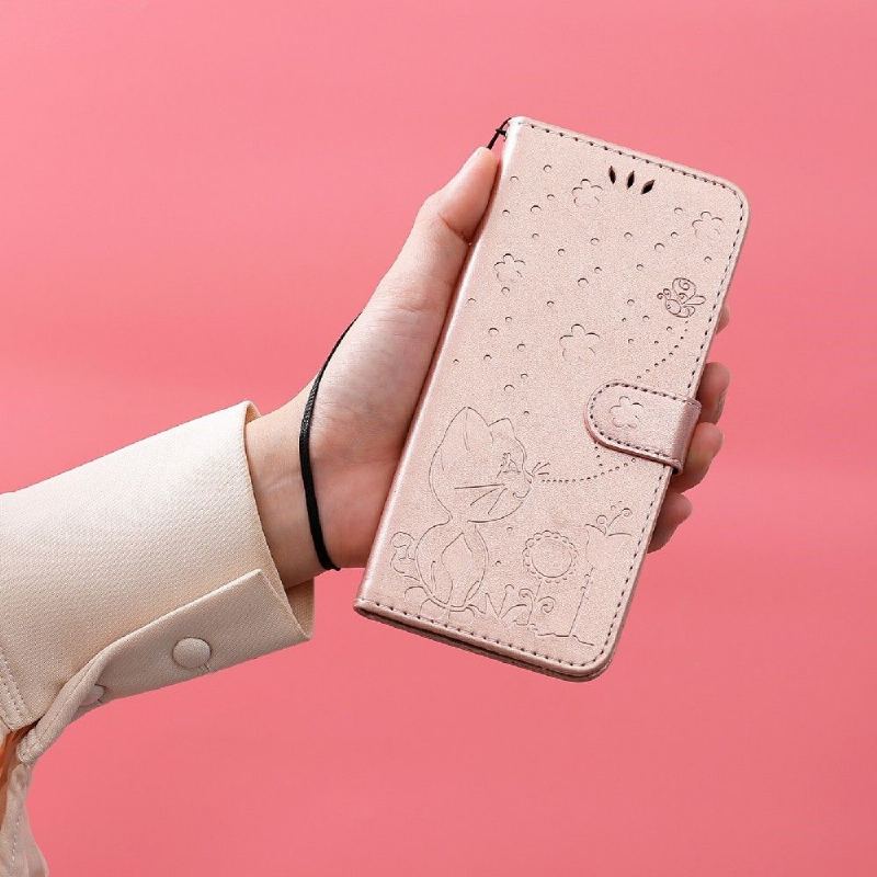 Folio-fodral För Oppo A74 5G / A54 5G Fallskydd Kattillustration