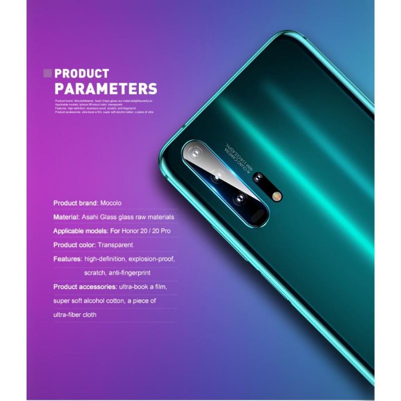 Honor 20/20 Pro - 2 Härdat Glasfilmer För Bakre Kameralins