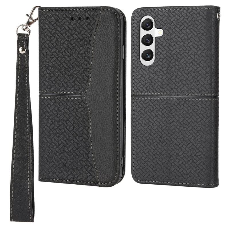 Läderfodral Samsung Galaxy A15 5g Telefonfodral Strappy Woven Design