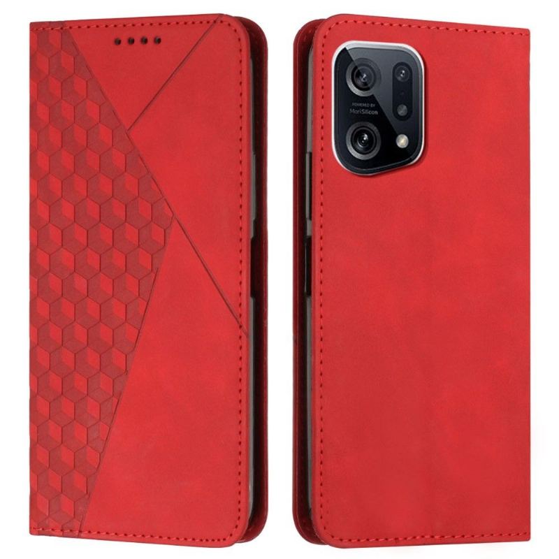 Fodral För Oppo Find X5 Hemming Läderimitation Geometri Design