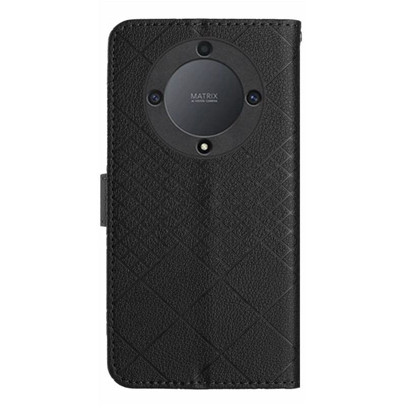 Läderfodral Honor X9b / Magic 6 Lite Telefonfodral Litchi Textur Diamantmönster