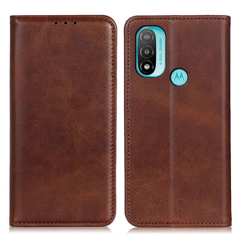 Folio-fodral Moto E40 / E30 / E20 Läderfodral Elegance Split Läder