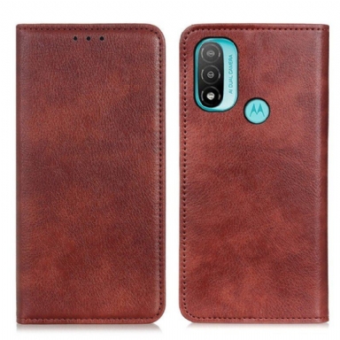 Folio-fodral Moto E40 / E30 / E20 Läderfodral Texturerat Delat Läder