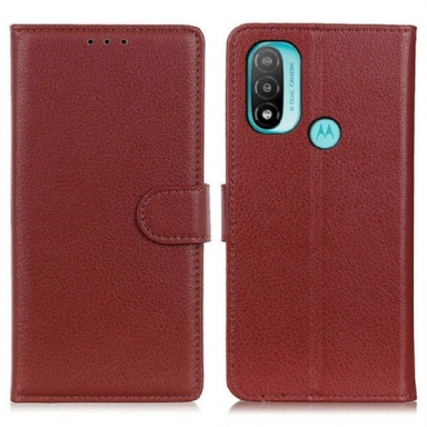 Folio-fodral Moto E40 / E30 / E20 Traditionellt Litchi