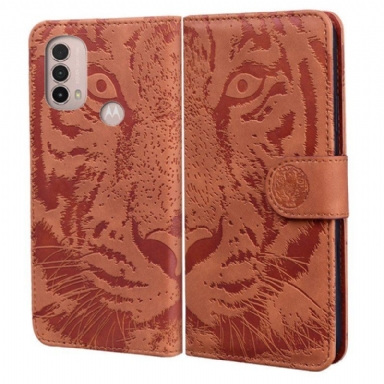 Läderfodral Moto E40 / E30 / E20 Tiger Face Print