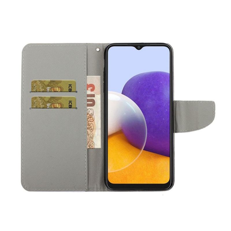 Fodral För Samsung Galaxy A22 4G Orange Fjärilar Blommor