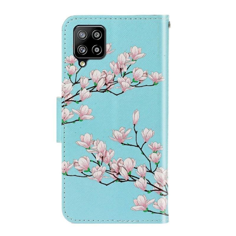 Fodral För Samsung Galaxy A22 4G Vita Blommor