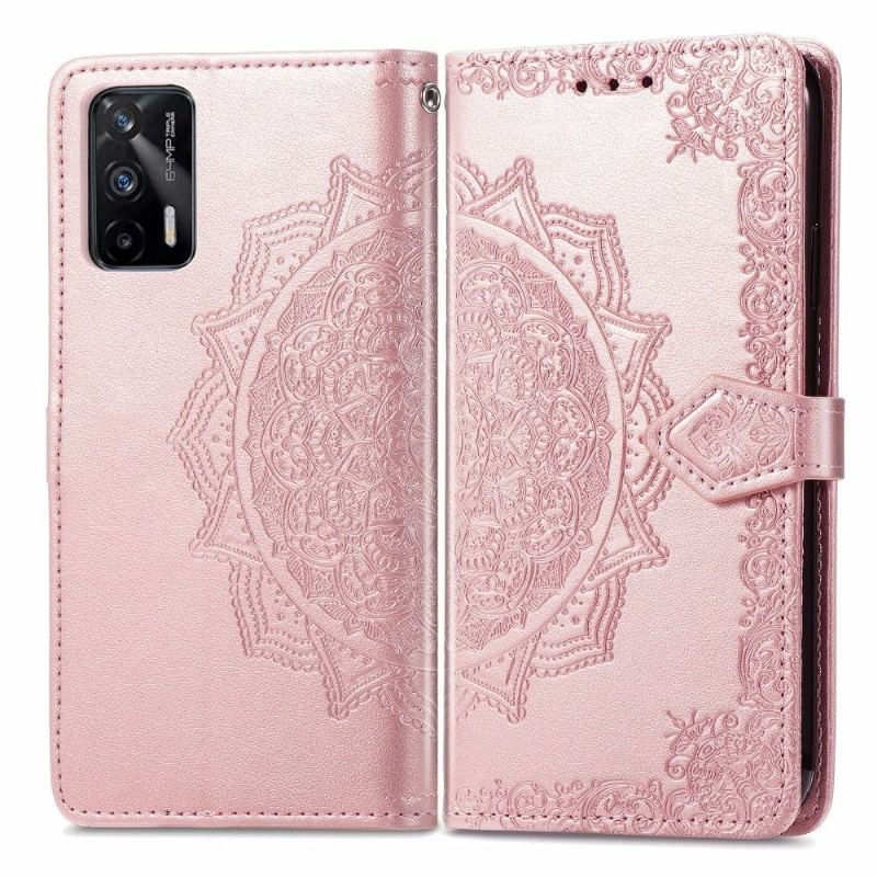 Folio-fodral För Realme GT 5G Fallskydd Mandala Relief Faux Leather Retro