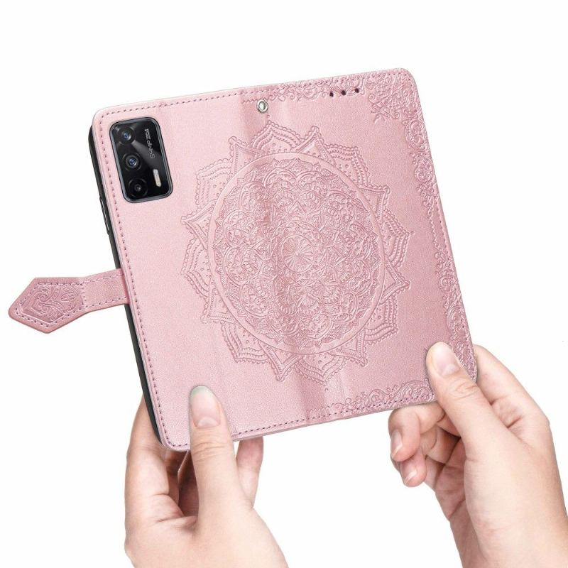 Folio-fodral För Realme GT 5G Fallskydd Mandala Relief Faux Leather Retro