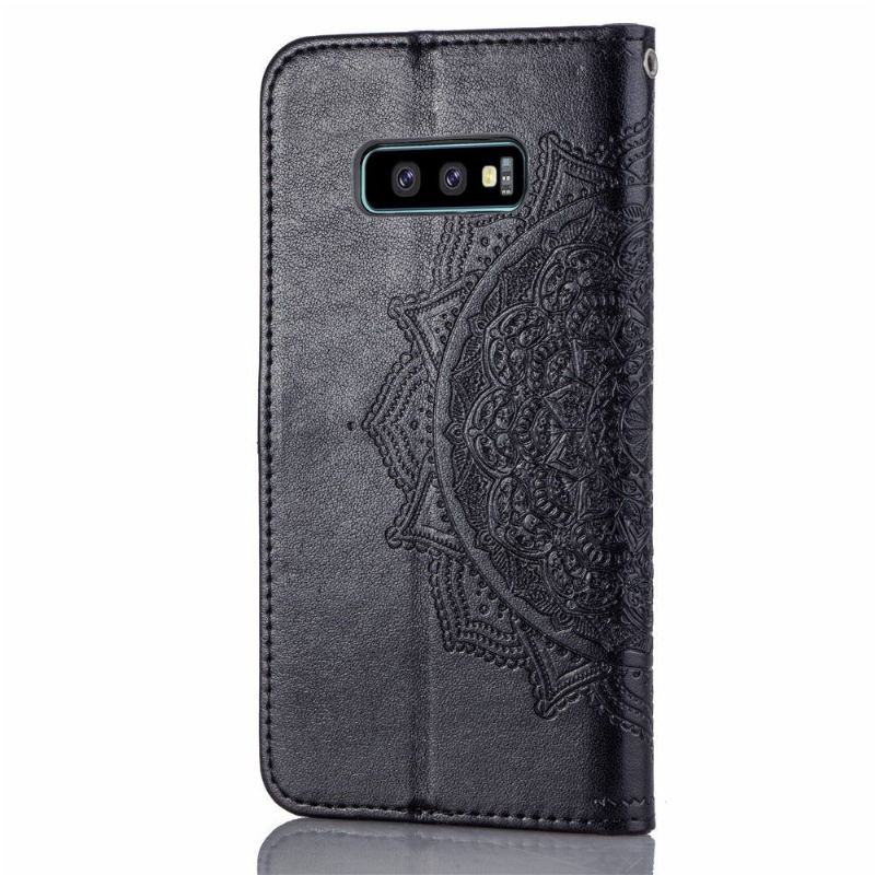 Folio-fodral För Samsung Galaxy S10e Fallskydd Präglad Mandala I Konstläder