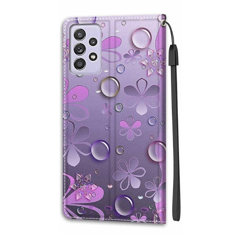 Fodral För Samsung Galaxy A52 5G / A52 4G / A52s 5G Violett Blommor Illustration