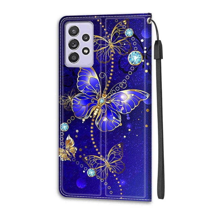 Folio-fodral För Samsung Galaxy A52 5G / A52 4G / A52s 5G Fallskydd Lila Fjäril