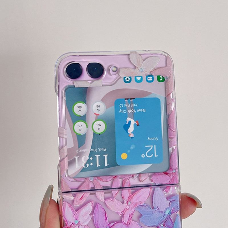 Skal För Samsung Galaxy Z Flip 5 Transparenta Grafiska Blommor