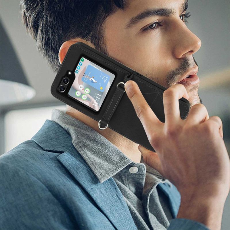 Skal Samsung Galaxy Z Flip 5 Telefonfodral Trianglar I Konstläder