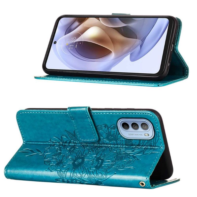 Fodral För Motorola Moto G31 / Moto G41 Korthållare För Fjärilsblomma