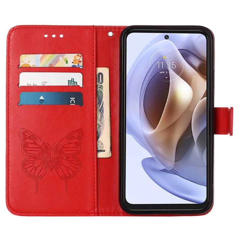 Fodral För Motorola Moto G31 / Moto G41 Korthållare För Fjärilsblomma