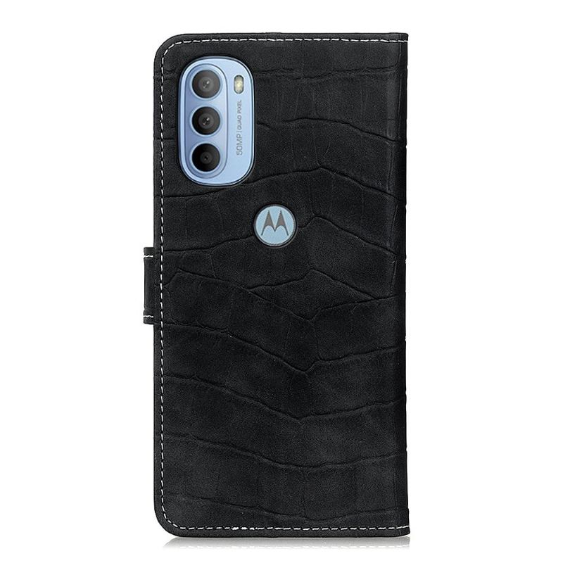 Folio-fodral För Motorola Moto G31 / Moto G41 Fallskydd Croco-look Sömmar