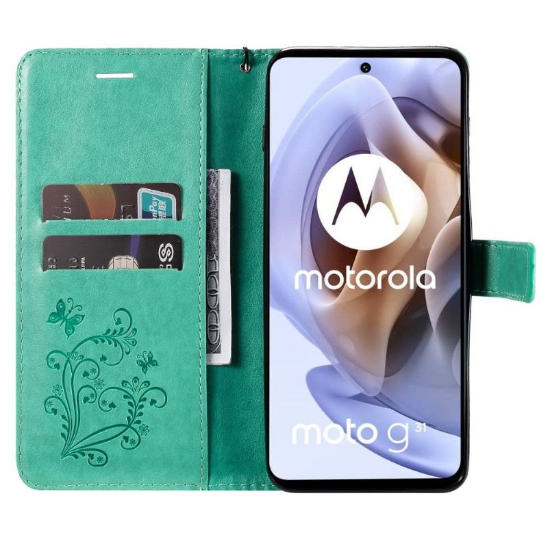 Folio-fodral För Motorola Moto G31 / Moto G41 Fallskydd Stödfunktion Fjärilar