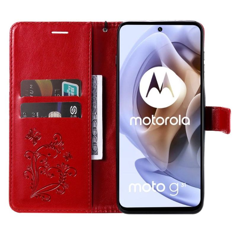 Folio-fodral För Motorola Moto G31 / Moto G41 Fallskydd Stödfunktion Fjärilar