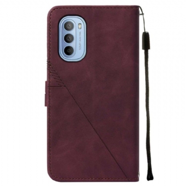 Folio-fodral För Motorola Moto G31 / Moto G41 Lädereffekt I Geometrisk Design