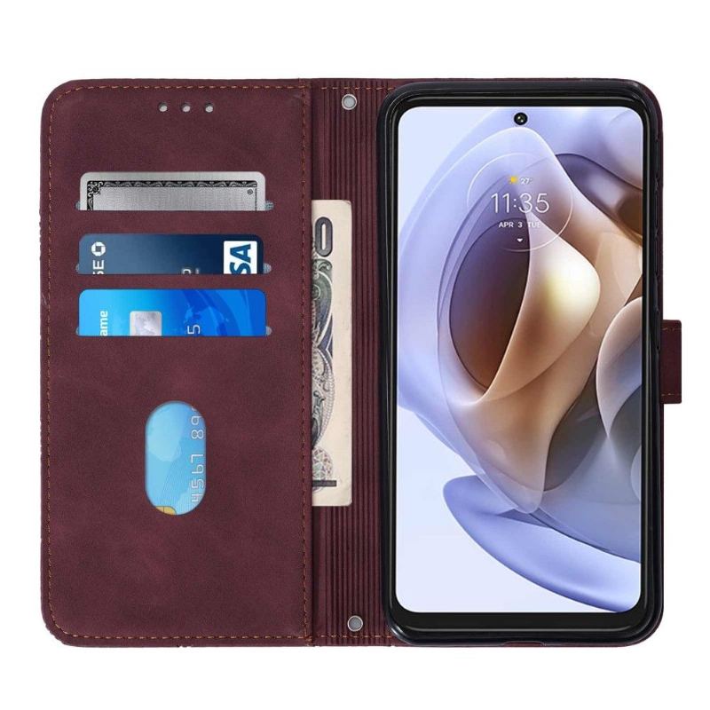 Folio-fodral För Motorola Moto G31 / Moto G41 Lädereffekt I Geometrisk Design