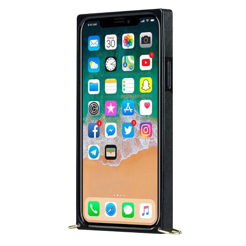 Skal För iPhone 12 Pro Max Quiltad Lädereffekt Och Sladd