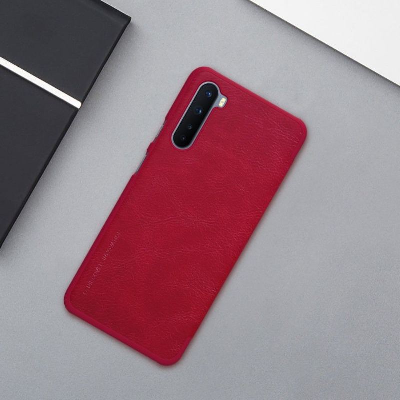 Fodral För OnePlus Nord Lädereffekt I Qin-serien - Röd