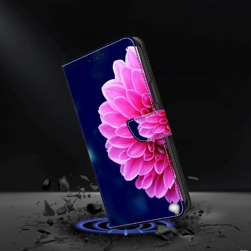 Fodral För Samsung Galaxy S24 Plus 5g Rosa Blommor På Blå Bakgrund