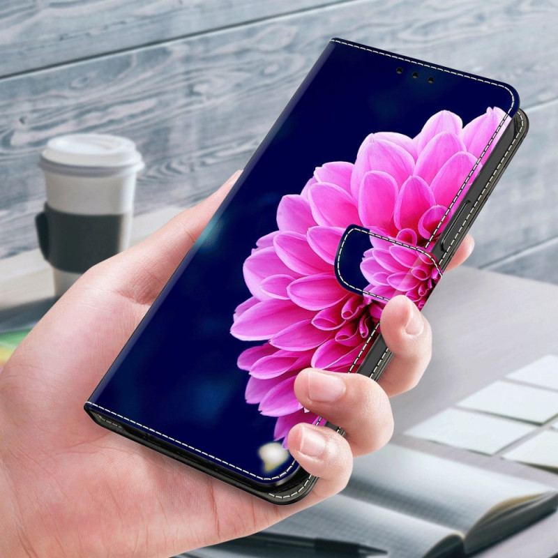 Fodral För Samsung Galaxy S24 Plus 5g Rosa Blommor På Blå Bakgrund