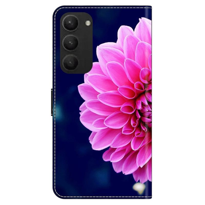 Fodral För Samsung Galaxy S24 Plus 5g Rosa Blommor På Blå Bakgrund