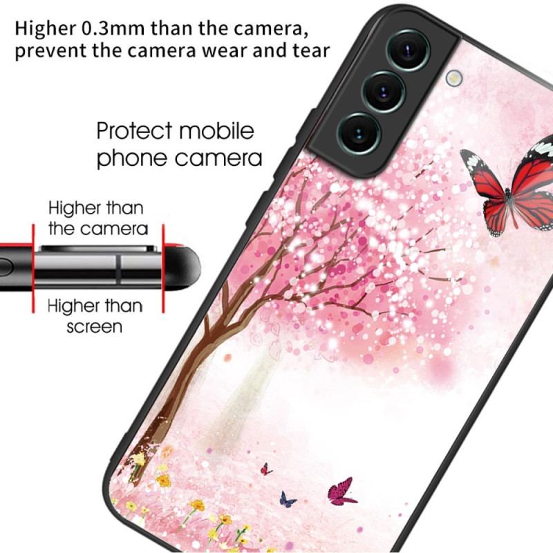 Skal För Samsung Galaxy S24 Plus 5g Körsbärsblommor I Härdat Glas