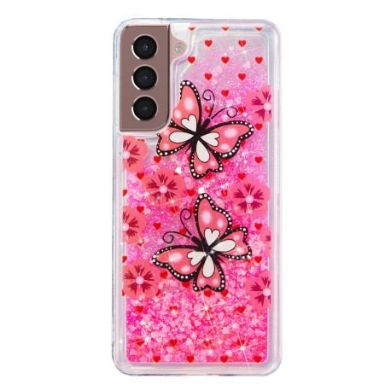 Skal Samsung Galaxy S24 Plus 5g Red Butterflies Liquid Glitter