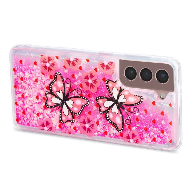 Skal Samsung Galaxy S24 Plus 5g Red Butterflies Liquid Glitter