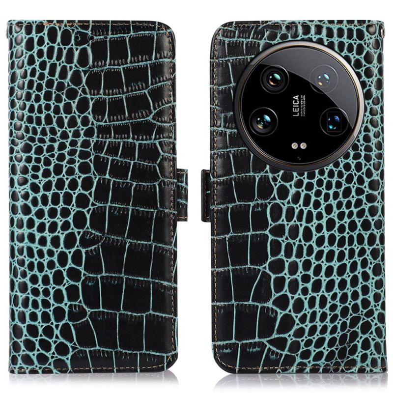 Fodral För Xiaomi 14 Ultra Crocodile Texture Rfid Blockering