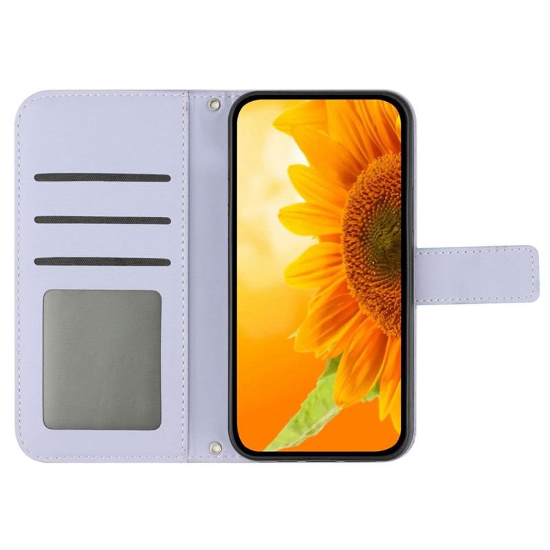 Fodral Xiaomi 14 Ultra Solrosmönster Med Axelrem