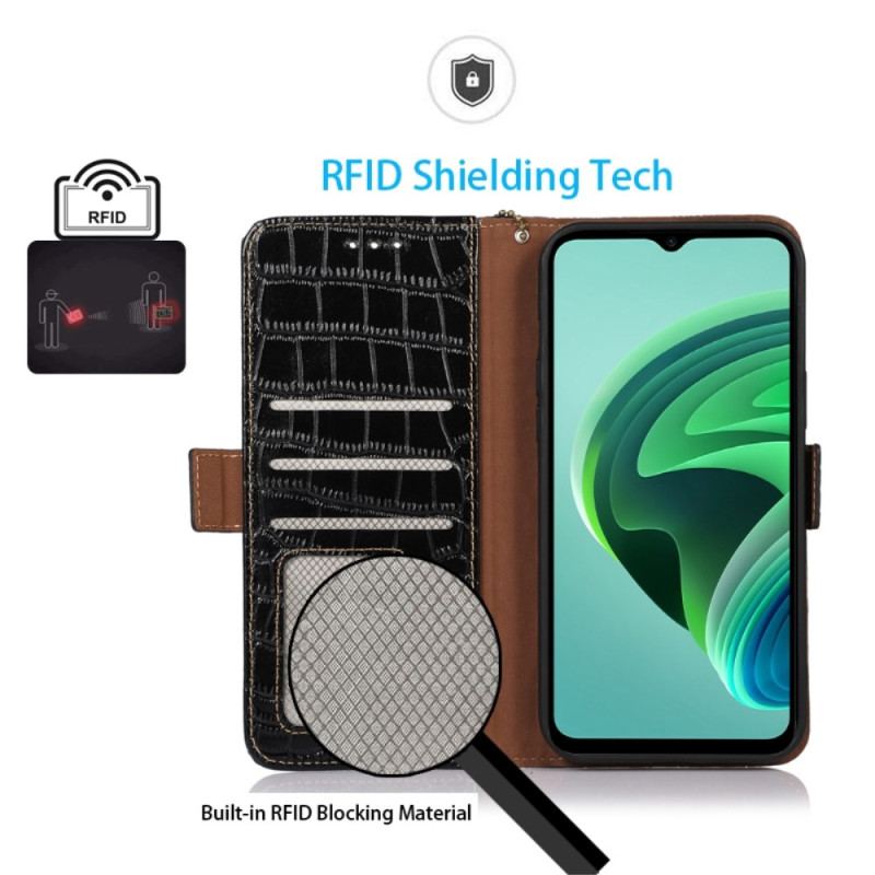 Läderfodral Xiaomi Redmi Note 13 Pro 4g Telefonfodral Crocodile Design Rfid Blocking Technology