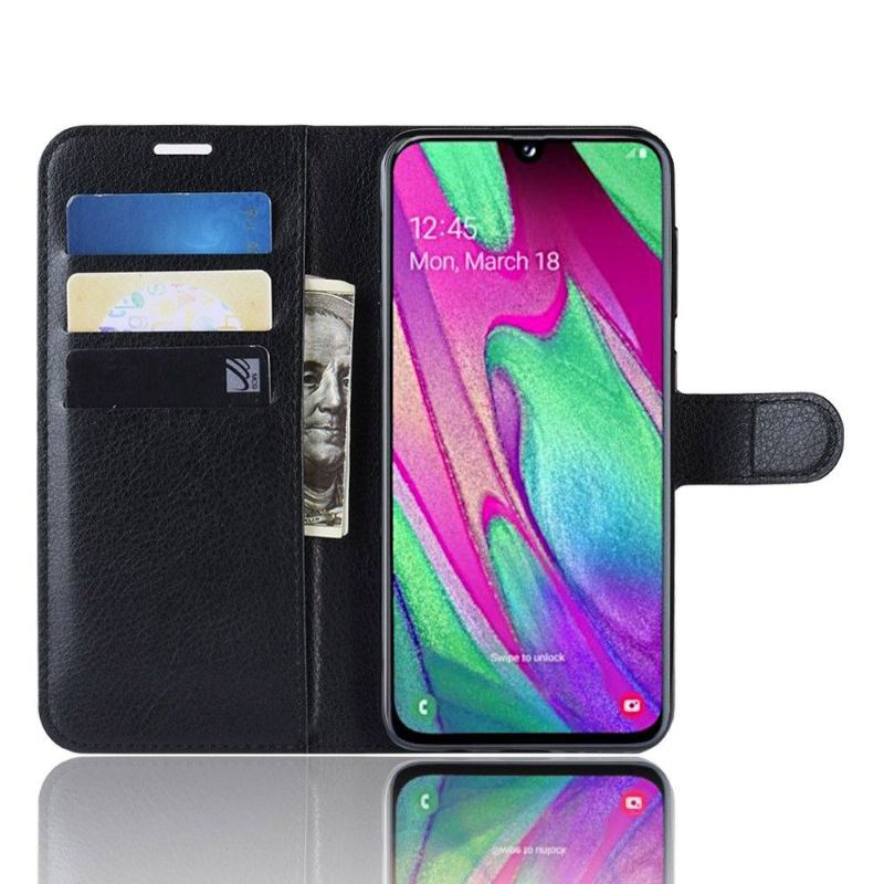 Fodral För Samsung Galaxy A40 Hemming Stil Läderkorthållare