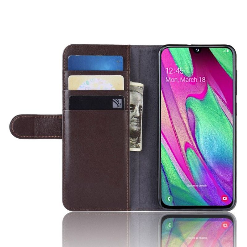 Fodral För Samsung Galaxy A40 Premium Läder - Brun