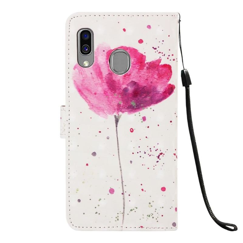 Folio-fodral För Samsung Galaxy A40 Rosa Blomma