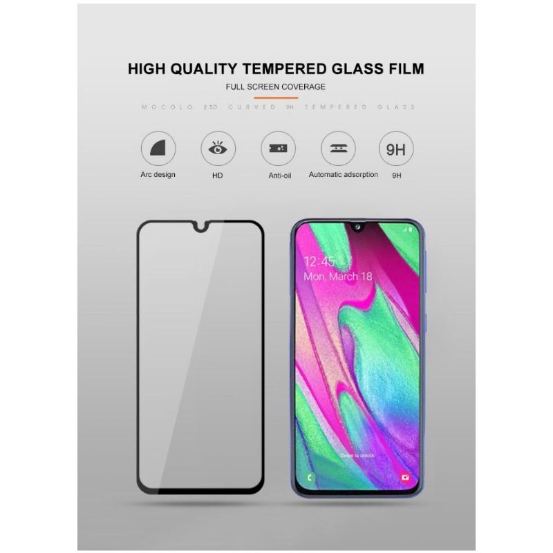 Samsung Galaxy A40 - Skärmskydd I Härdat Glas I Full Storlek - Svart