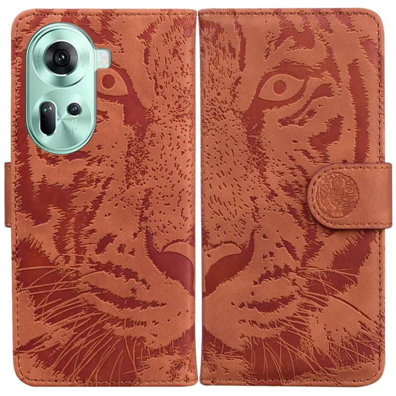 Läderfodral Oppo Reno 11 5g Telefonfodral Tiger Footprint