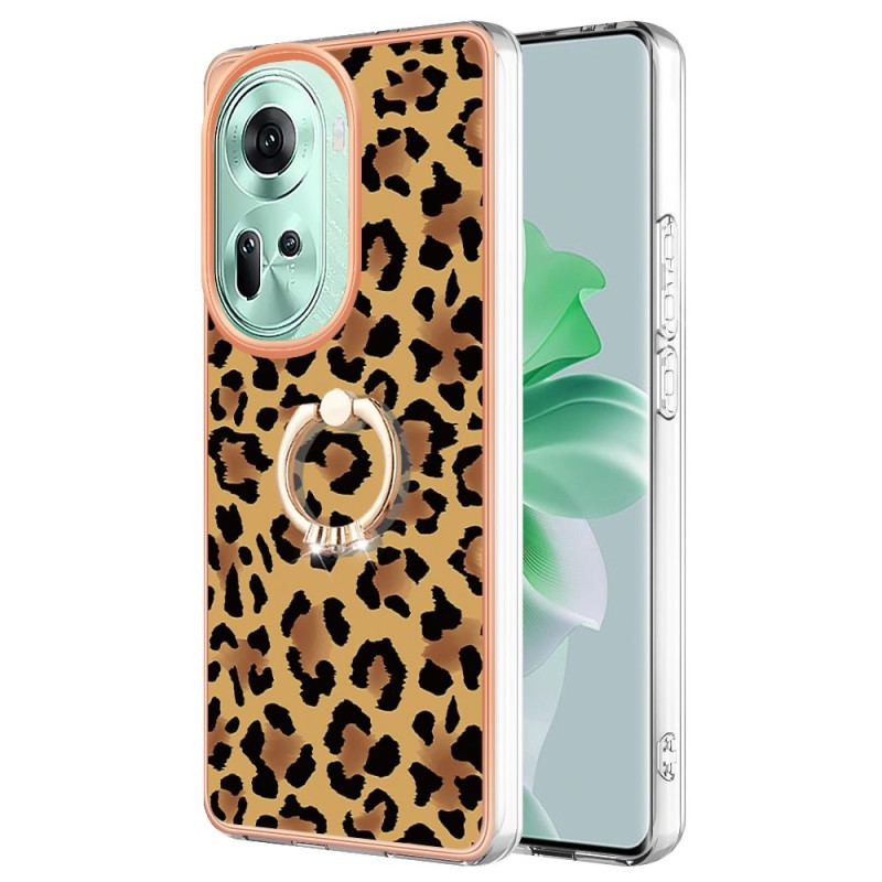 Skal Oppo Reno 11 5g Ringhållare Med Leopardtryck