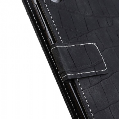 Fodral För Xiaomi Redmi Note 8 Pro Hemming Croc-effekt I Konstläder