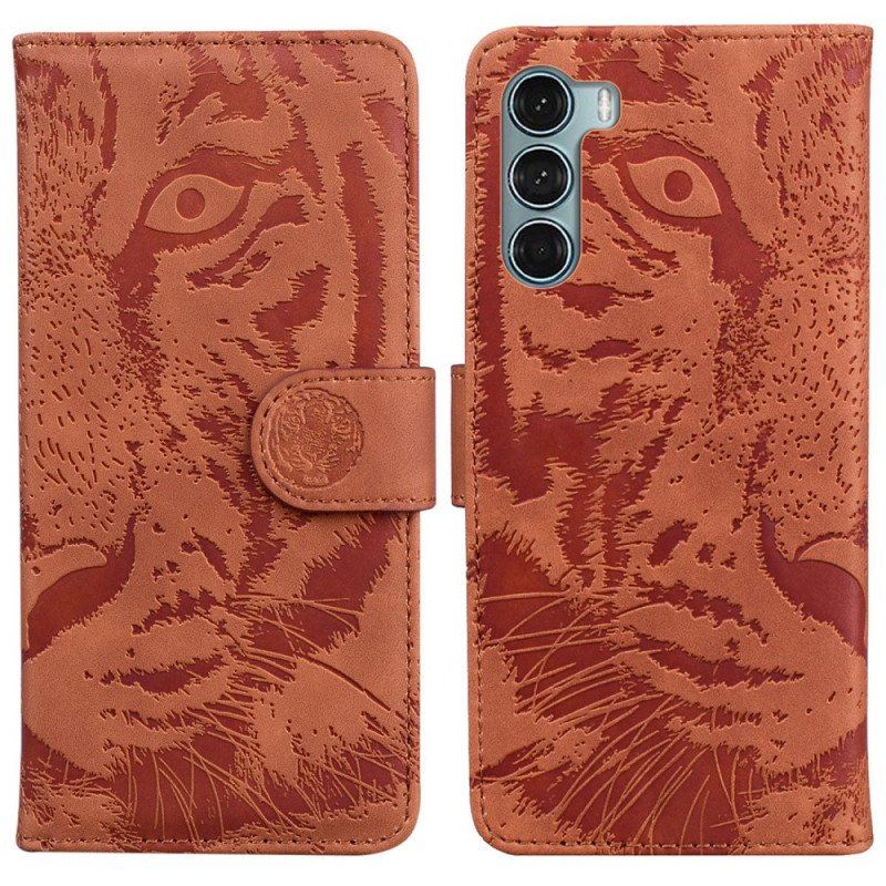 Läderfodral Moto G200 5G Tiger Face Print