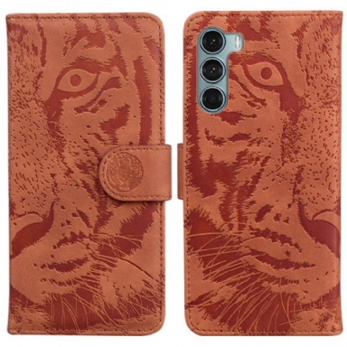 Läderfodral Moto G200 5G Tiger Face Print