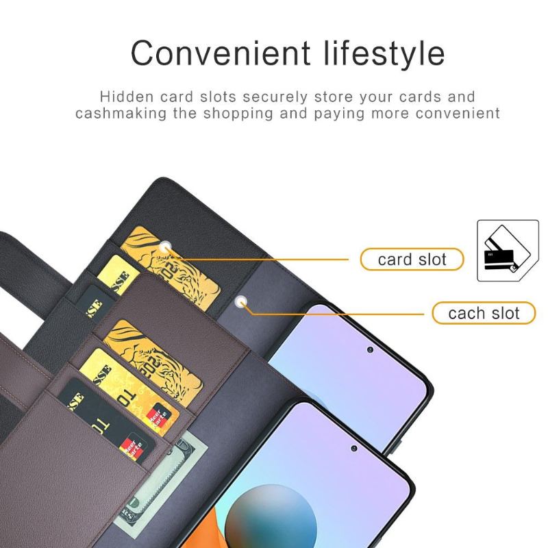 Folio-fodral För Xiaomi Redmi Note 10 Pro Fallskydd Premiumläder