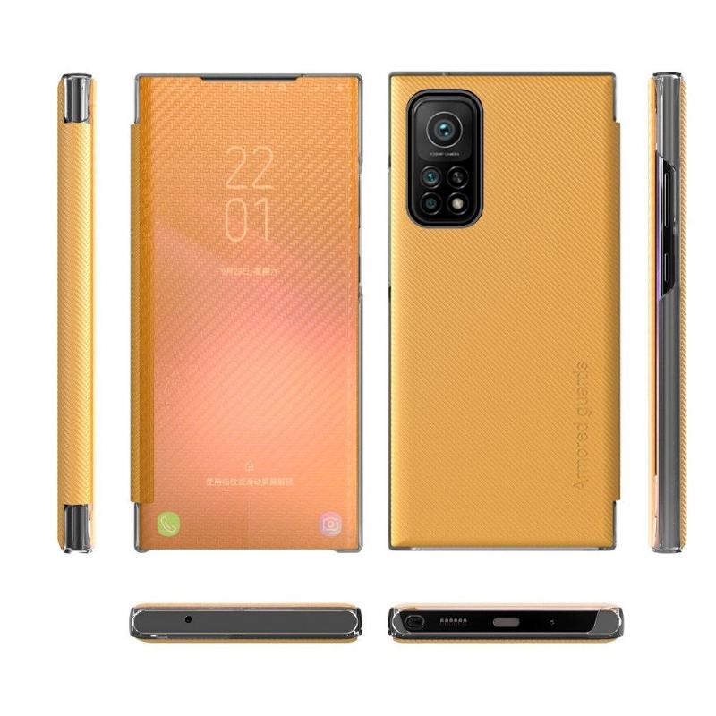 Läderfodral För Xiaomi Redmi Note 10 5G / Poco M3 Pro Bedrijf Folio-fodral Kolfiber