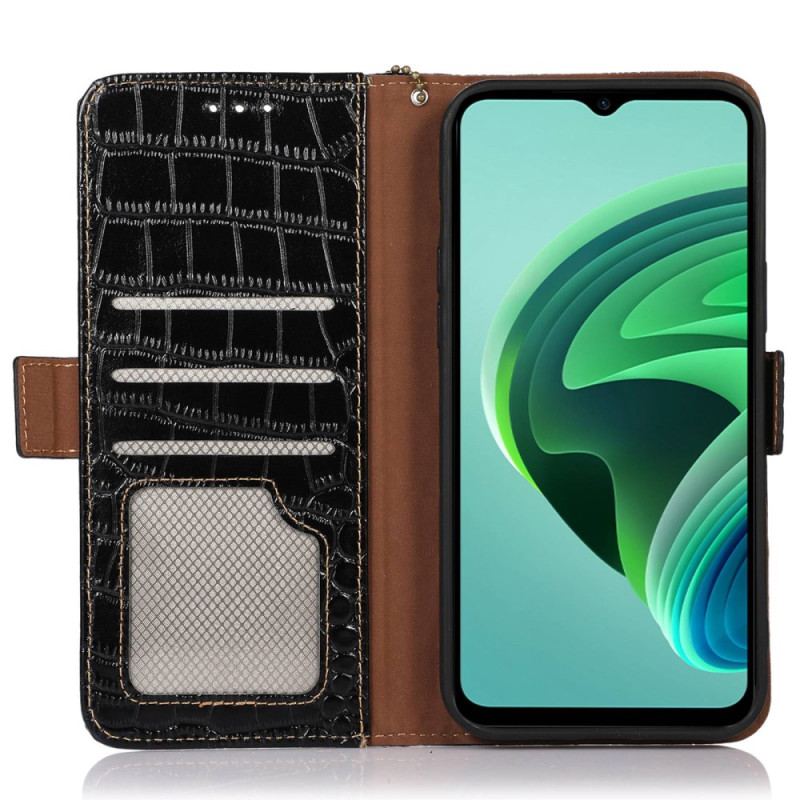 Läderskal Fodral Poco X6 Pro 5g Crocodile Texture Wallet Med Rfid-blockering