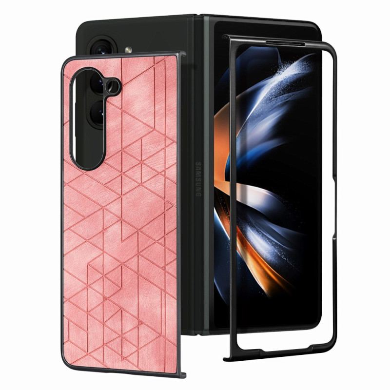 Skal För Samsung Galaxy Z Fold 5 Geometriska Mönster I Konstläder